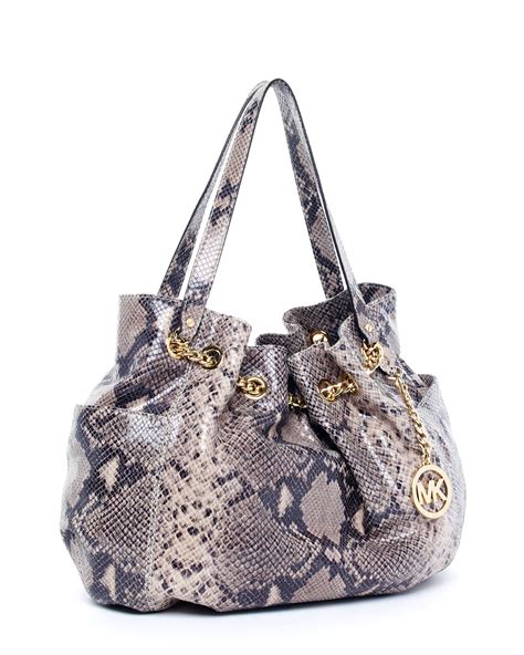 michael kors jet set python embossed patent tote|MICHAEL Michael Kors Jet Set Medium Patent Python .